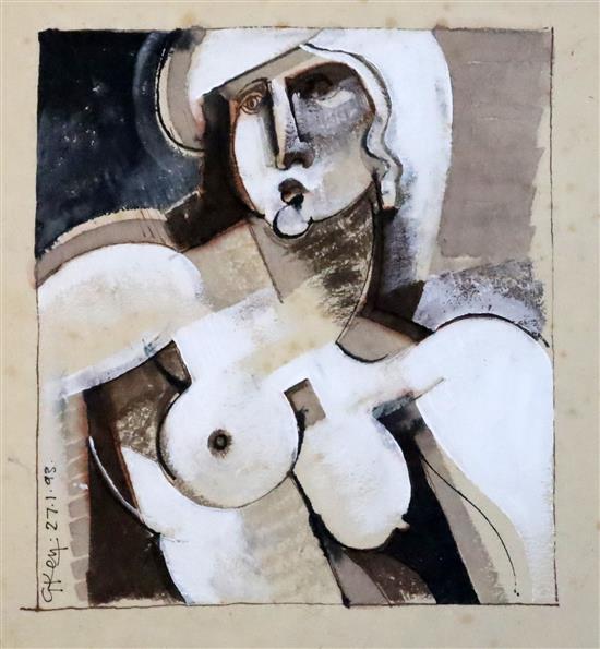 § Geoffrey Key (b. 1941) Female nude 21.5 x 13in.